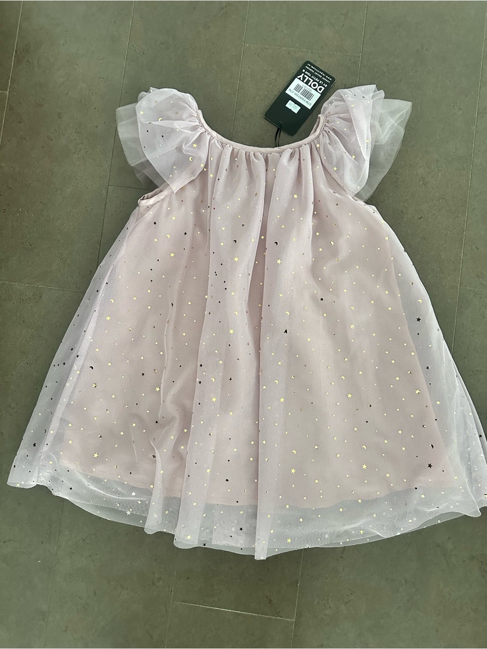 Dolly World blush Pink Tulle Dress with Gold Star Accents size 6-8
